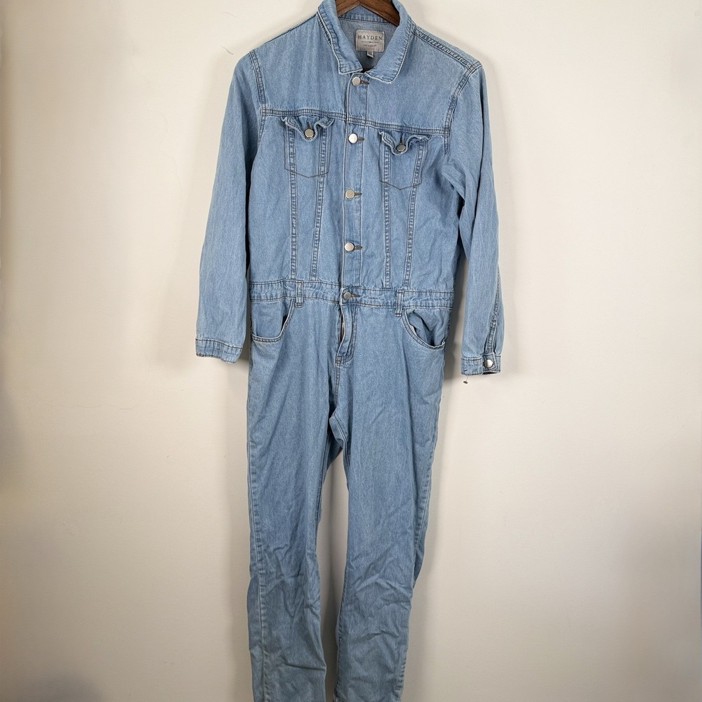 Hayden Denim Jumpsuit Women's S/M Long Sleeve Light Wash